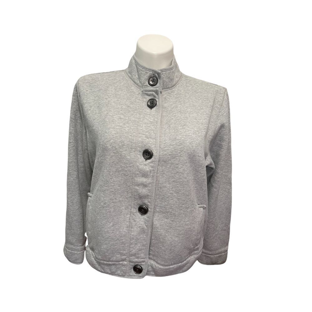 LAURA SCOTT BUTTON FRONT COZY JACKET GRAY